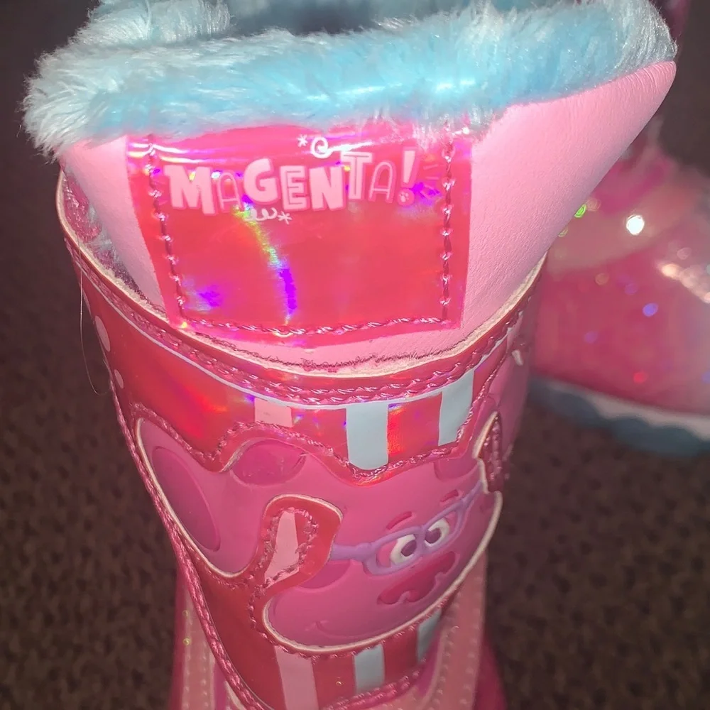 NWOT- Magenta Kids Pink and Blue Rain & Snow Boots